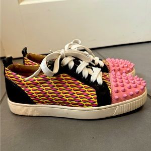 Authentic Christian Louboutin Spike sneakers in yellow/pink/black size 37- EUC
